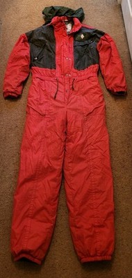 Ladies vintage retro one piece Luhta ski suit. Red. Size 12 UK, 40 EU see notes.