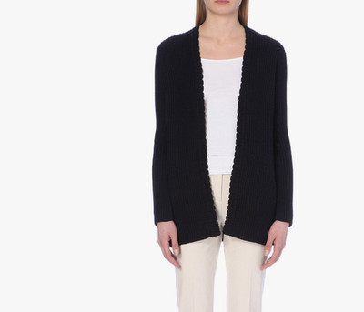 REISS Sasha Scallop Edge Cardigan Women Small Navy Wool Cashmere Blend Designer
