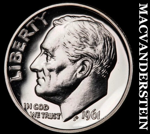 1961 Silver Roosevelt Dime - Choice Gem Proof  Lustrous  No Reserve  #G7144