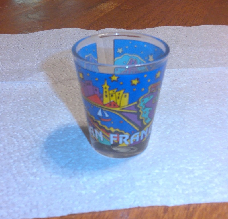 Shot Glass--San Francisco California (Golden Gate Bridge)-2.4" tall- clear glass