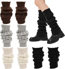 4 Pairs Leg Warmers Y2k Fashion Cute Cable Knit Leg Warmers Women 80s Sports