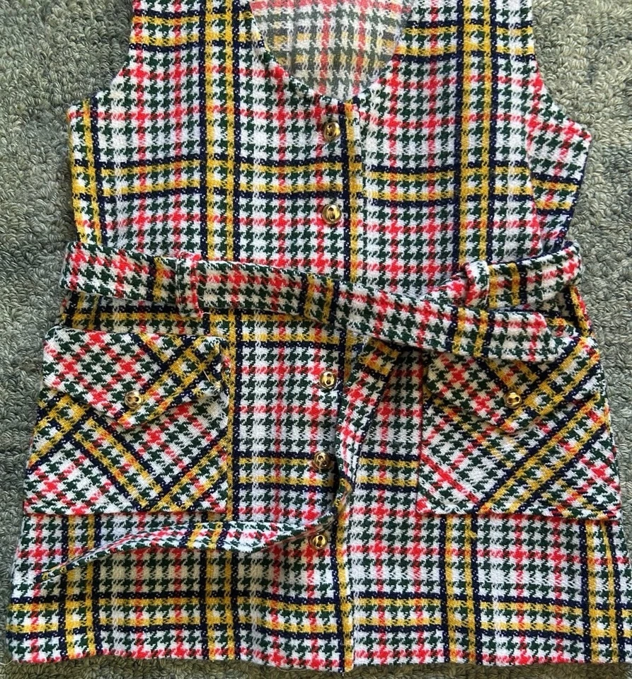 Vintage Girl’s Plaid Sleeveless Dress With Belt And Two Front Pockets - Size 4 - Image 2 of 3