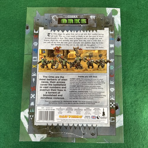 WARHAMMER 40K ORKS CODEX 3rd ED ARMY RULE BOOK RULEBOOK GAMES WORKSHOP BOOKS 🟡 - Picture 2 of 9