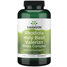 Swanson Rhodiola Holy Basil Valerian Stress Complex 180 Capsules