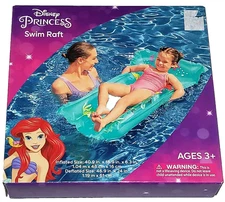 Disney Princess  41" x 19"  Pool Swim Raft - 2 Air Chambers - Ages 3+ Brand New