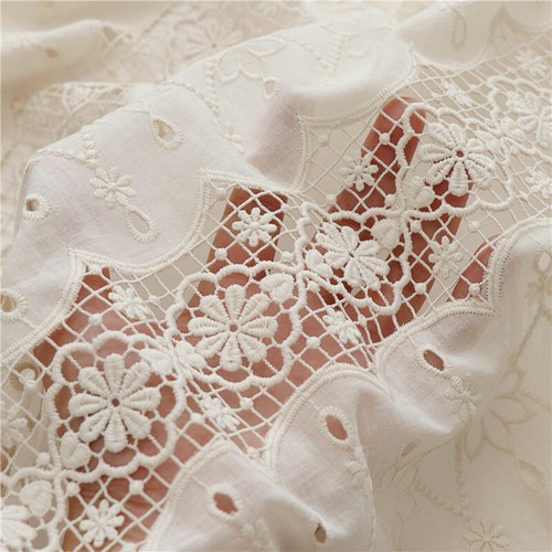 Embroidery Flower Cotton Fabric Eyelets Wedding Dress Crafts Curtain Table Cloth - Picture 2 of 15