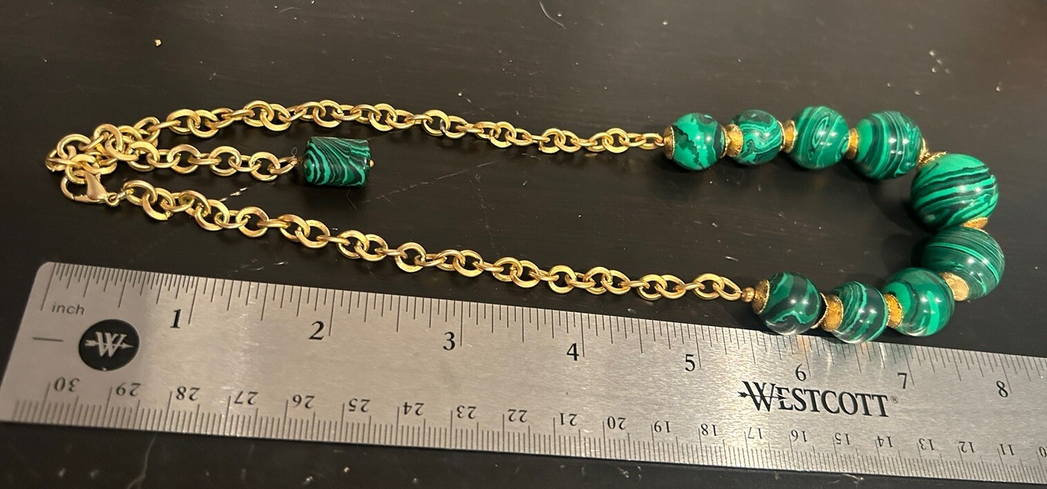 Polished Malachite Statement Necklace - image 6