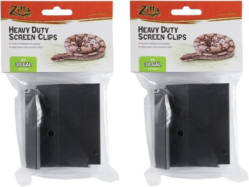 2 Pack Zilla Screen Clips Cover Large 30 Gallon + Larger Tanks 2 Pack Metal Clip