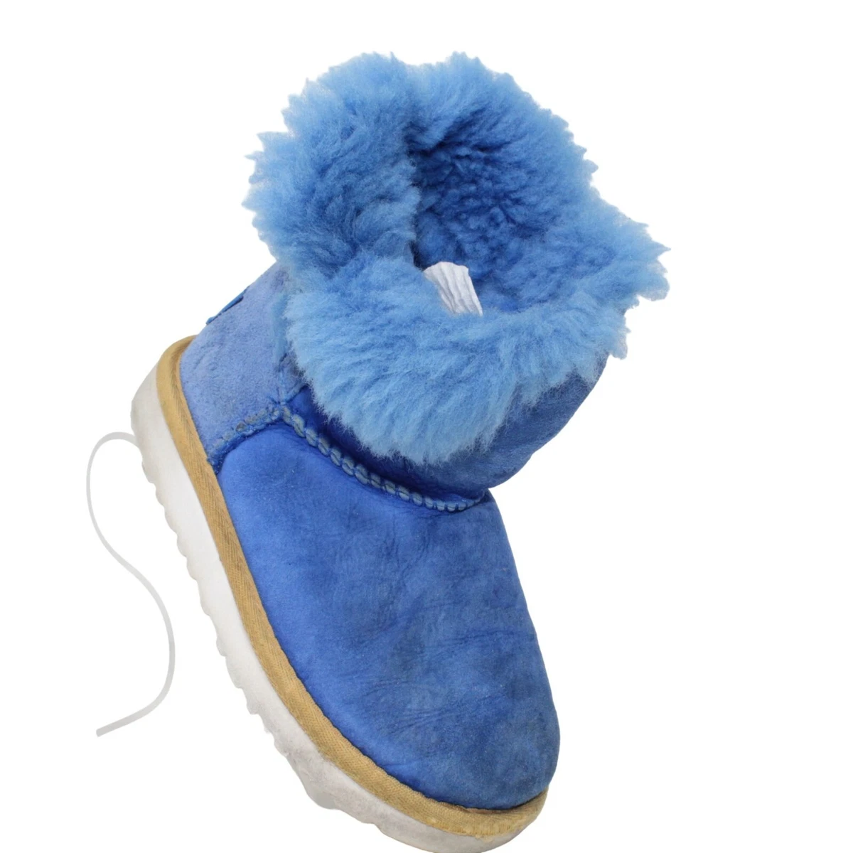 UGG Royal Blue Suede Leather Bailey Button Short Sheepskin Boots Toddler Sz 10