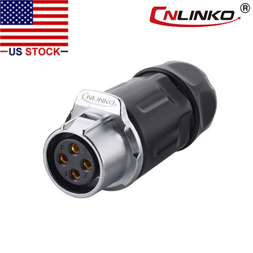 Conector circular de alimentación CNLINKO 4 pines muelle hembra exterior impermeable IP67 M20 - Imagen 1 de 3