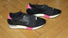 original Balenciaga Race Runner Gr. 39 schwarz weiß pink Elastik Leder
