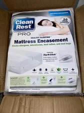 Clean Rest PRO Mattress Encasement 3 PkCover Bed Bug, Dust Mites Allergens QUEEN