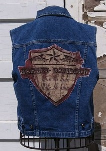 Harley Davidson Denim Riding Vest - Womens Small , Vintage Bugle Boy for Her | eBay