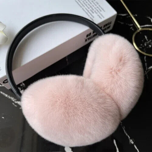Real Rex Rabbit Fur Earmuffs for Women Winter Headphones Furry Rabbit Fur Ear - Picture 10 of 27