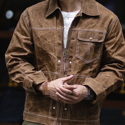 Oil Wax Jacket Men's Canvas Jacket Work Coat Vintage Casual Coat Spring Top 