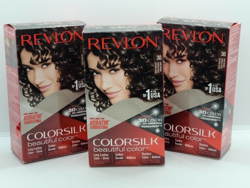 Revlon ColorSilk Permanent Hair Color - Dark Brown LOT OF 3 BOXES