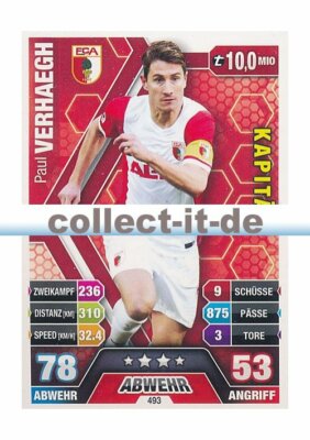 Match Attax Extra 14/15 - 493 - Paul VERHAEGH- Kapitän