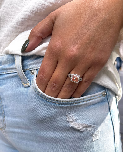 1.00Ct Vivid Pink Lab Grown CVD Diamond IGI 14k White Gold Engagement Ring - Picture 4 of 12