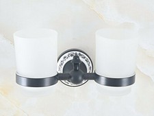A pair Scrub Glass Cup Bathroom Black Oil Rubbed Brass Toothbrush Holder 2ba760