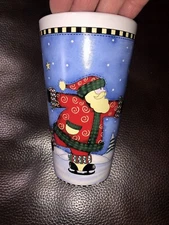 Santa Tall 16 oz Stoneware Coffee Latte Jumbo Mug Cup Christmas Winter Scene