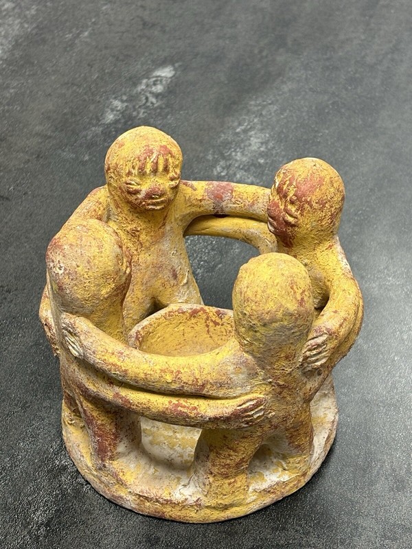 Mayan Clay Pottery VintageCircle Of Friends Mexican Folk Art Candle Holders 