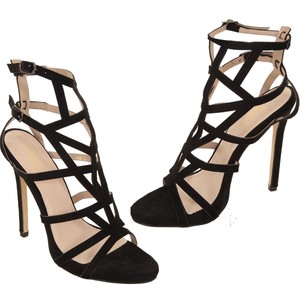 Womens Caged Cut Out Peep Toe Gladiator Faux Suede Sandal High Heels | eBay