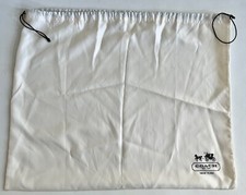 Coach White Satin Dust Bag With Brown Drawstrings 23x19 Large EC