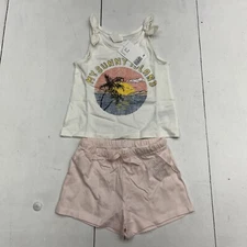 H&M White/ Pink “My Sunny Island” 2 Piece Set Girls Size 2T NEW