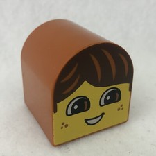 LEGO 3664pb20 Dark Orange Duplo, Brick 2 x 2 x 2 Slope Curved Double (x1)