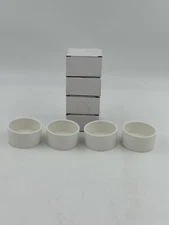 Set of 4 Small Ceramic Dip Bowl Dishes Circular 3oz White 3" Diameter Serving