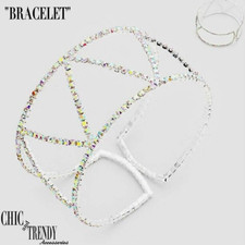 AB CLEAR CRYSTAL BANGLE WRAP BRACELET FORMAL PROM WEDDING BRIDAL FASHION JEWELRY