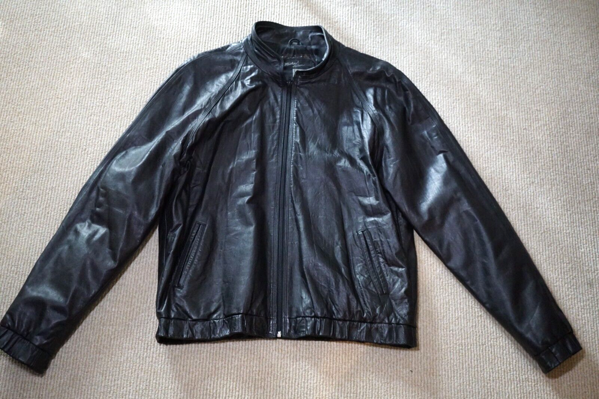 North Beach Leather Jacket size 48 Michael Hoban 100% black