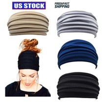 Stretch Wide Headband, Hairband Yoga Turban Women Soft Head Wrap 4 Matte Colors