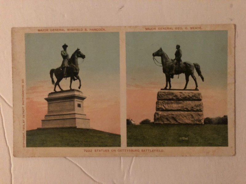 GETTYSBURG PA * CIVIL WAR BATTLEFIELD * GENERALS HANCOCK & MEADE MONUMENTS