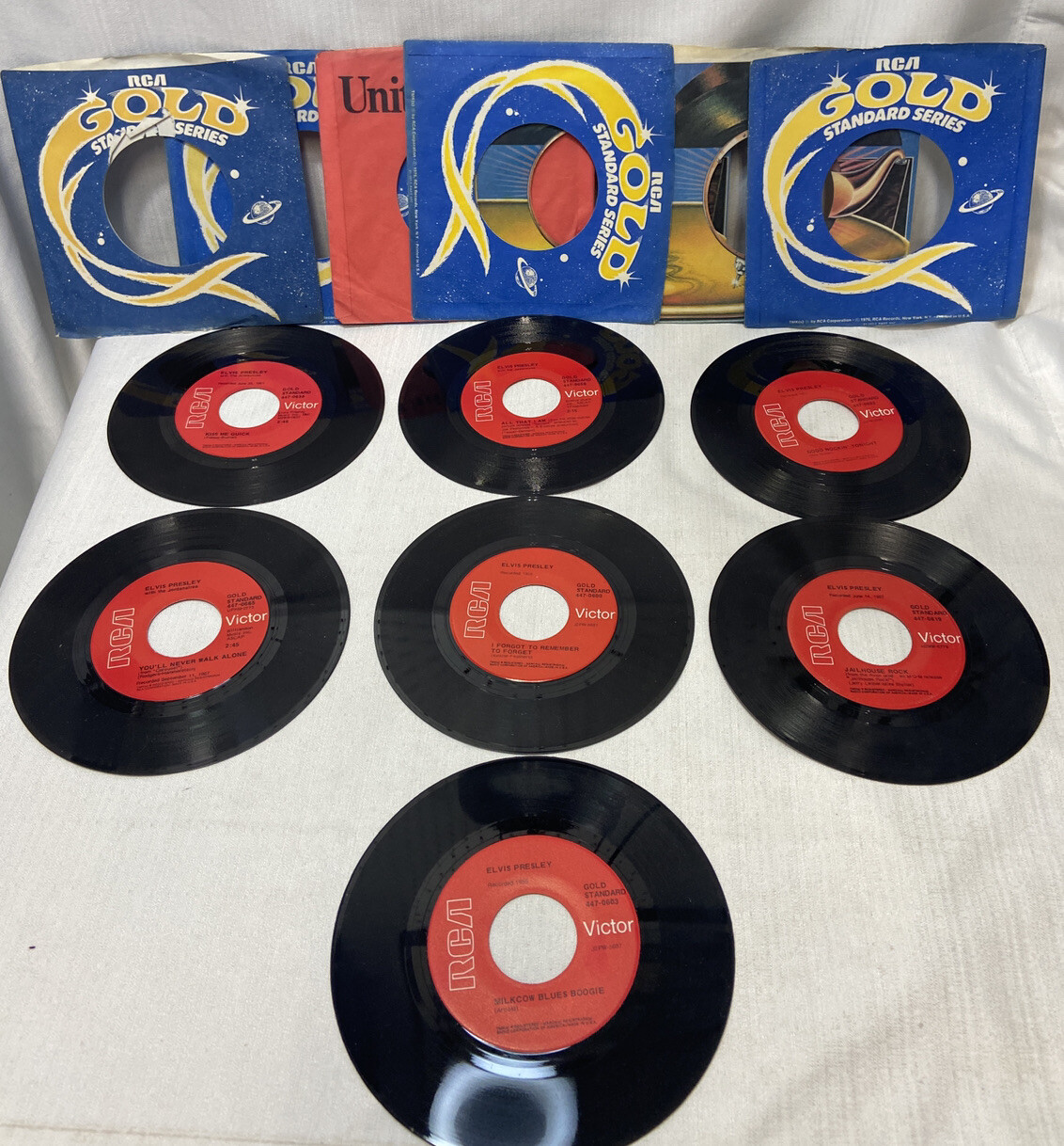ELVIS PRESLEY 45 Rpm Lot 7 RED Label GOLD STANDARD VG Jailhouse rock ...