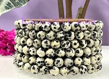 Wholesale Lot 6 Pcs Natural Dalmatian Jasper 6mm 7.5” Crystal Stretch Bracelet
