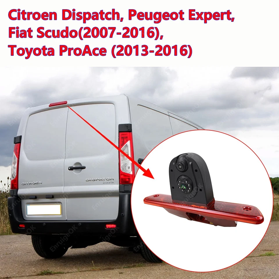 Dual Lens Brake Light Reversing Camera Kit for Peugeot Expert Citroen Dispatch - Image 3 of 4