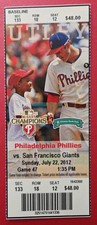 Philadelphia Phillies San Francisco Giants Baseball Ticket 7/22 2012 Mayberry HR