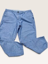 Talbots Girlfriend Chinos Womens 12 Petite Blue Chambray Cotton Coastal Preppy