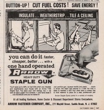 1980 Vintage Print Ad Arrow Fastener T-50 Staple Gun Cut Fuel Costs