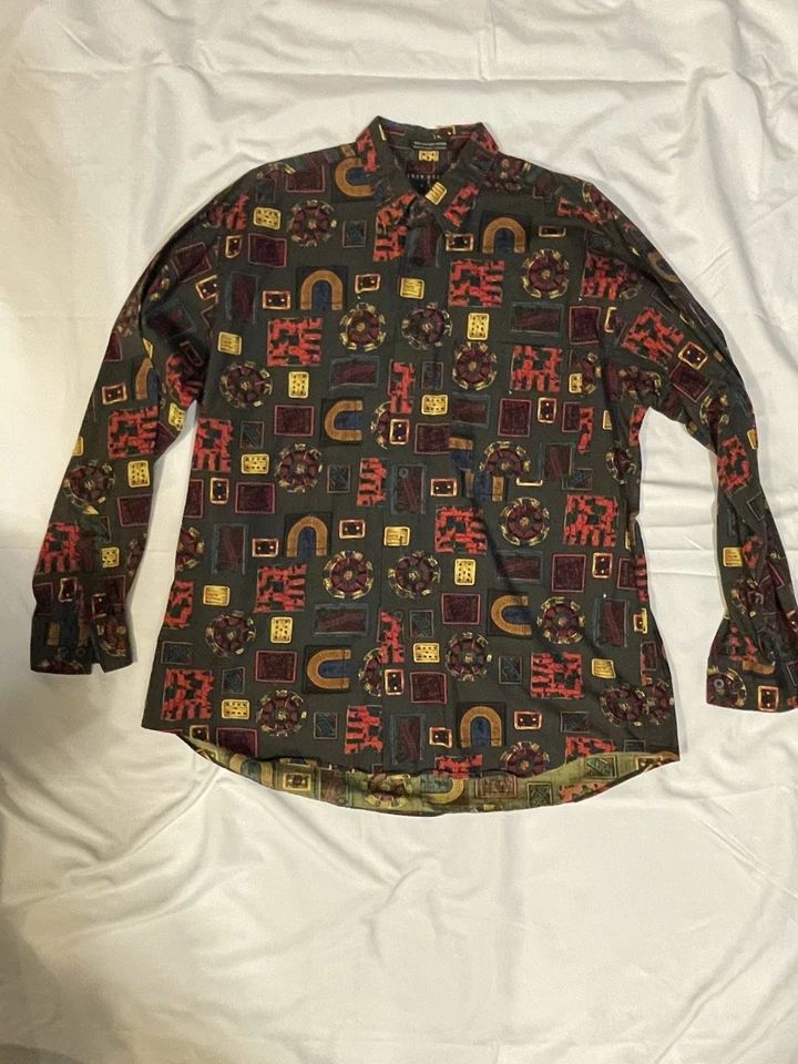 Camisa masculina colorida manga longa Henry Grethel tamanho grande veja detalhes das fotos - Imagem 2 de 4