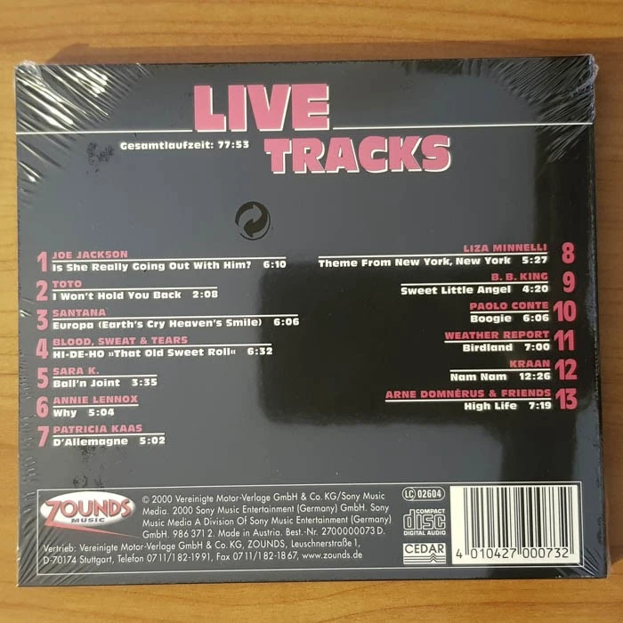 VARIOUS Audio Audiophile 12 Live Tracks ZOUNDS NEU SEALED (CD) - Bild 2 von 2