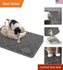 Soft and Easy to Clean Cat Litter Mat - 23" x 14" Non-Slip Dark Grey Design