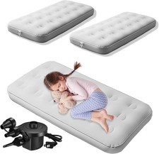2 Pack Inflatable Toddler Travel Bed with Electric Air Pump, Portable Blow Up...