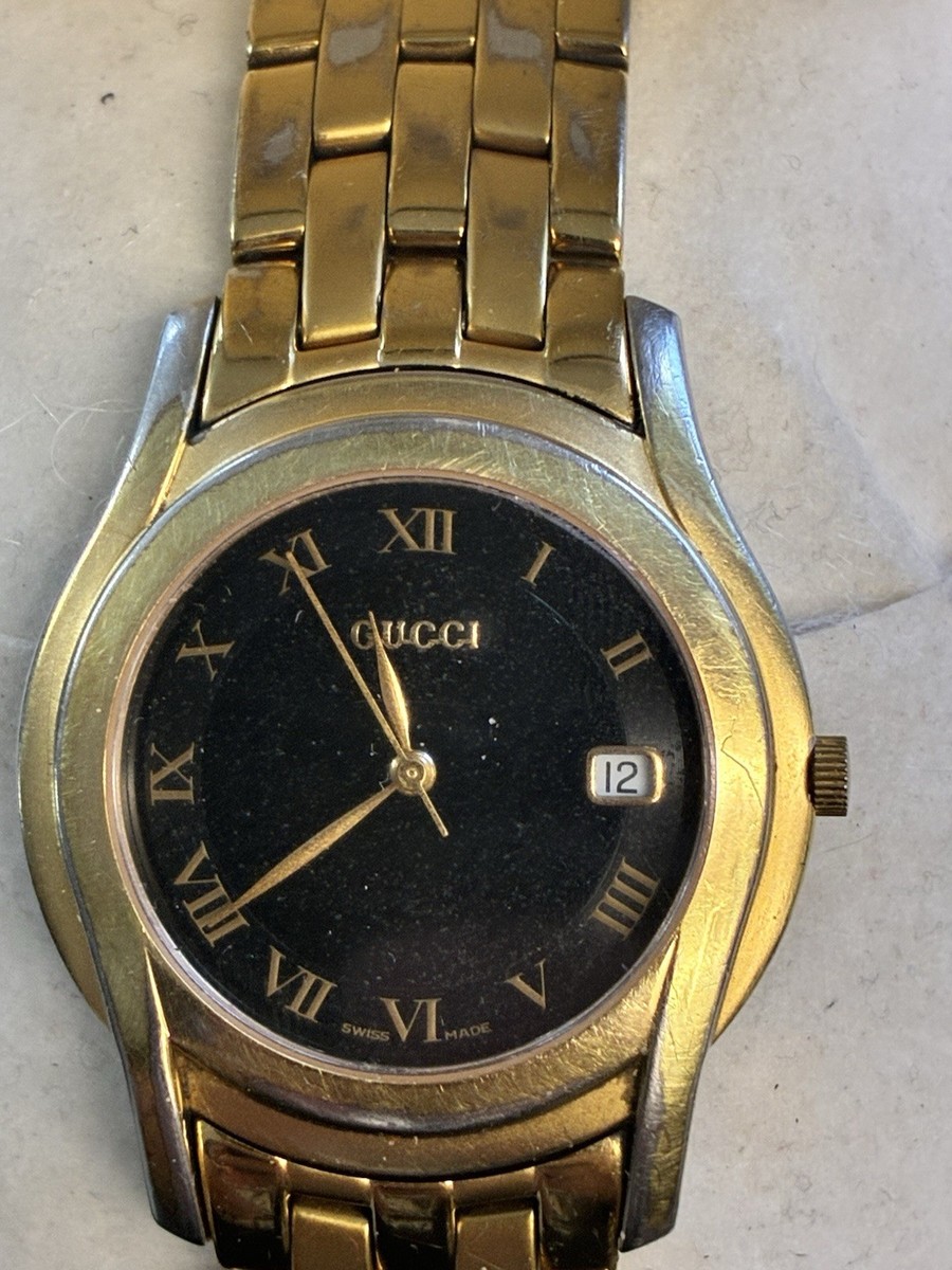 Gucci 5400M Men's Watch – Black Dial with Diamond Markers | eBay