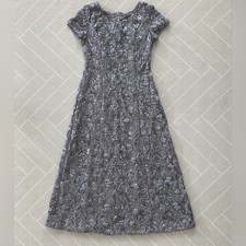 Alex Evenings Dove Color Long A Line Rosette Formal Dress Women  s Size 14