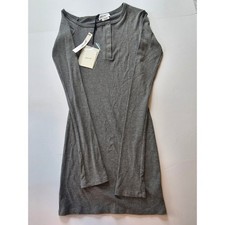 The Line by K Henley Mini Dress Women Medium Grey Ribbed Long Sleeve Bodycon