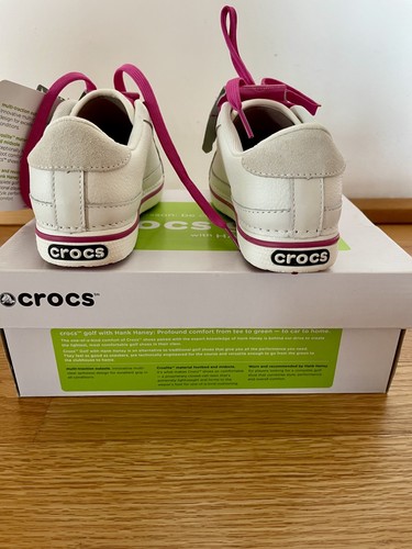 Crocs Golf Bradyn Women's Spikeless Golf Shoes White Fuchsia US 6 Lace-Up NIB - Afbeelding 3 van 20