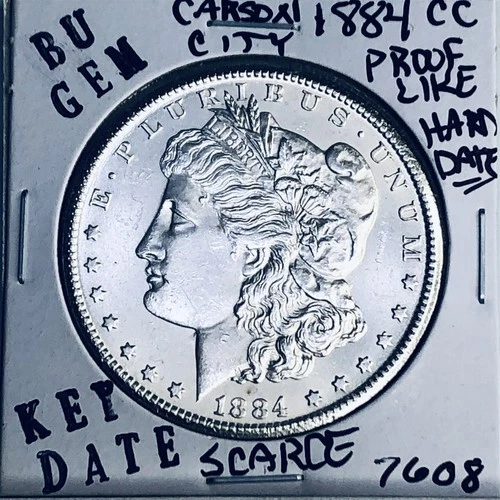 1884 CC BU GEM MORGAN SILVER DOLLAR UNC MS+++ U.S. MINT RARE KEY COIN 7608