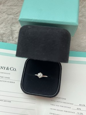 Tiffany & Co. Diamond Ring Pt950 Round 0.56ct VS1 G Size 3.75 W/ Certificate Box
